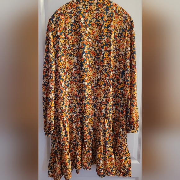 Emma & Michele Floral Midi Dress in Yellow, Orange, Blue - Picture 4 of 6